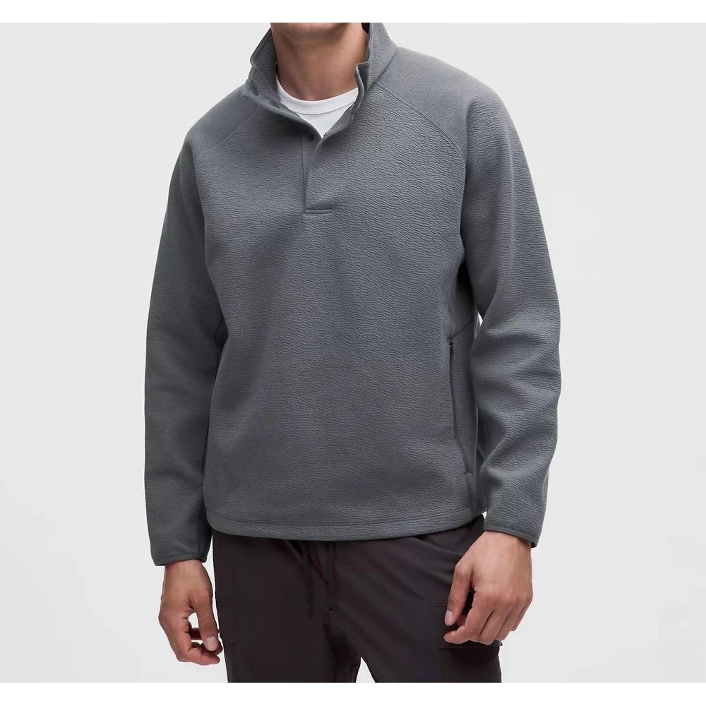 LULULEMON TEXTURED SPACER ANAORAK Snap Neck Pullover Oil Grey XL LM3EX9S Men's